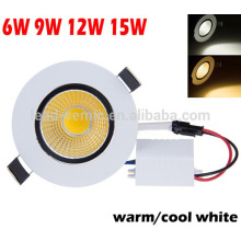 New arrival Manufacturer supplier aluminum round dimmable 120degree 4W,6W,9W,12W,15w led cob downlight with CE&RoHS
